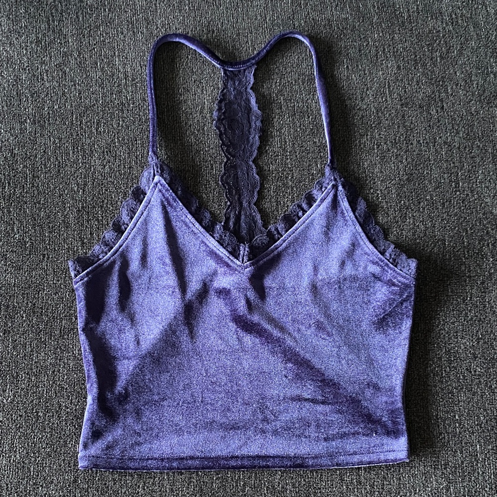 Blue Velvet Lace Trim Cami Top- Size S US